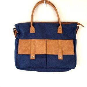 New AARP Classic Courier Organizer Bag Blue Denim Look Adj Shoulder Strap